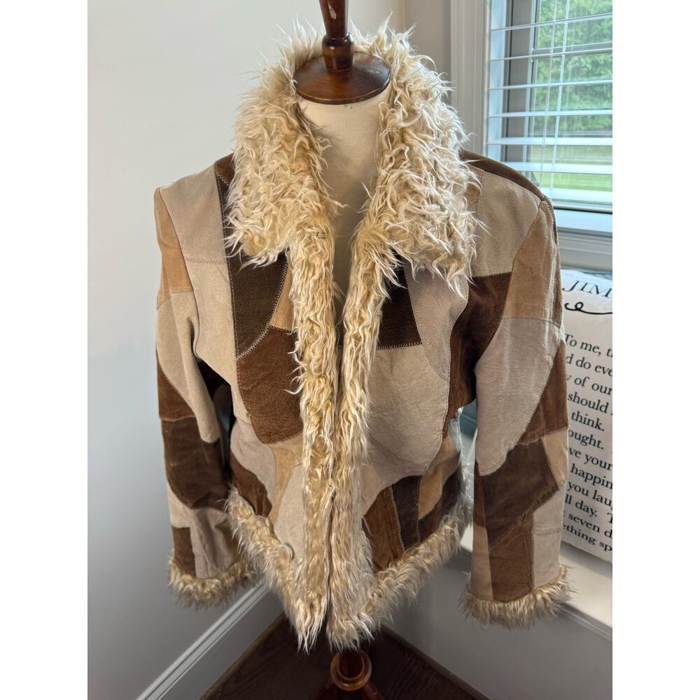 Patchwork Faux Fur Trim Jacket
